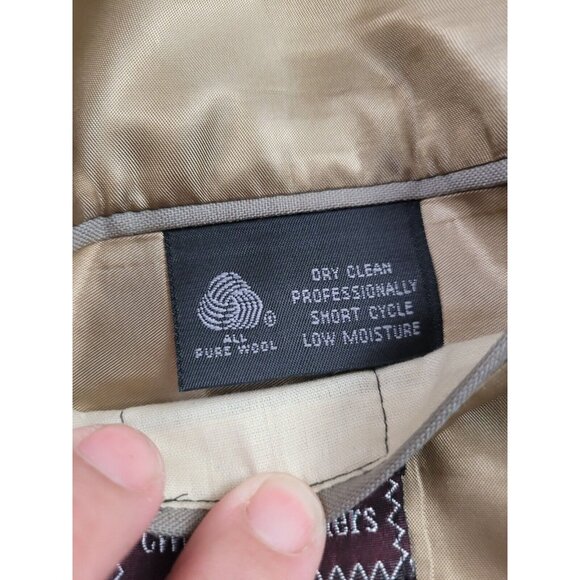 Burberry Men 100% Wool Tweed Tan Herringbone Blazer Jacket Lined - Picture 12 of 16